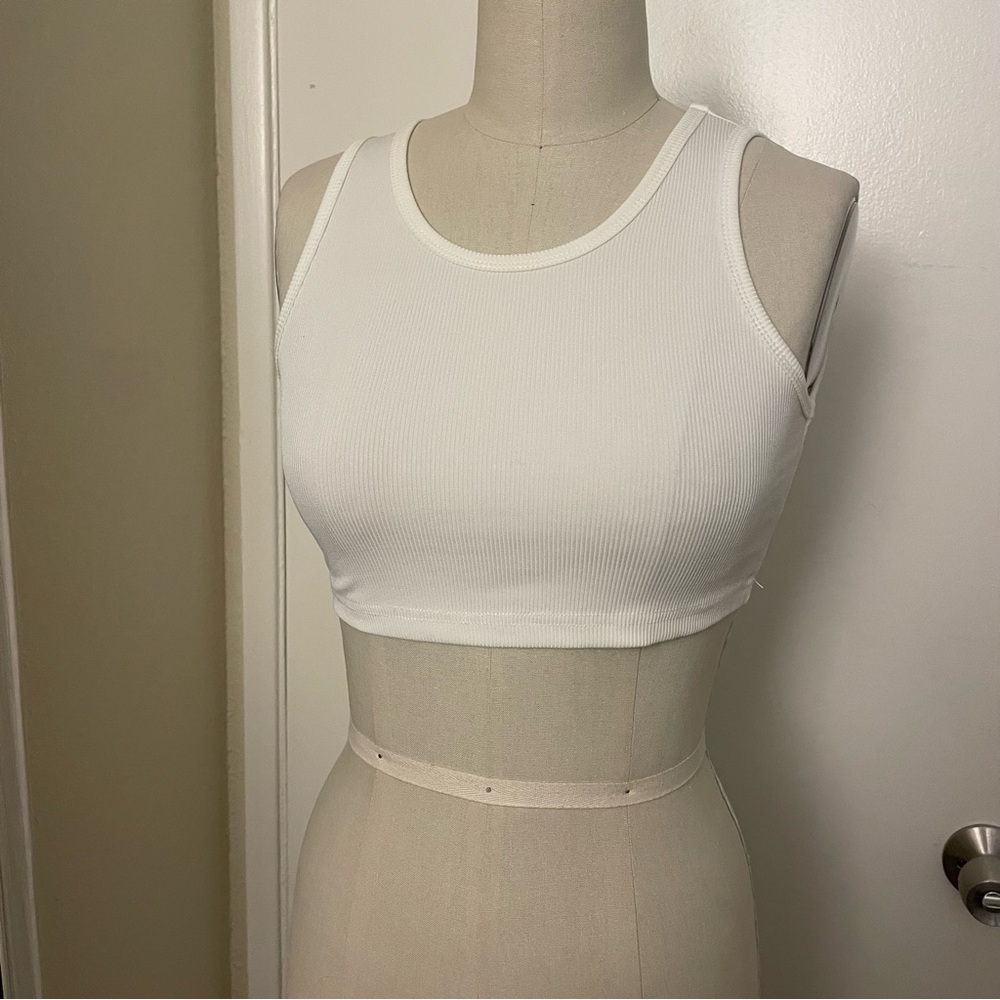 White ribbed crop top size small